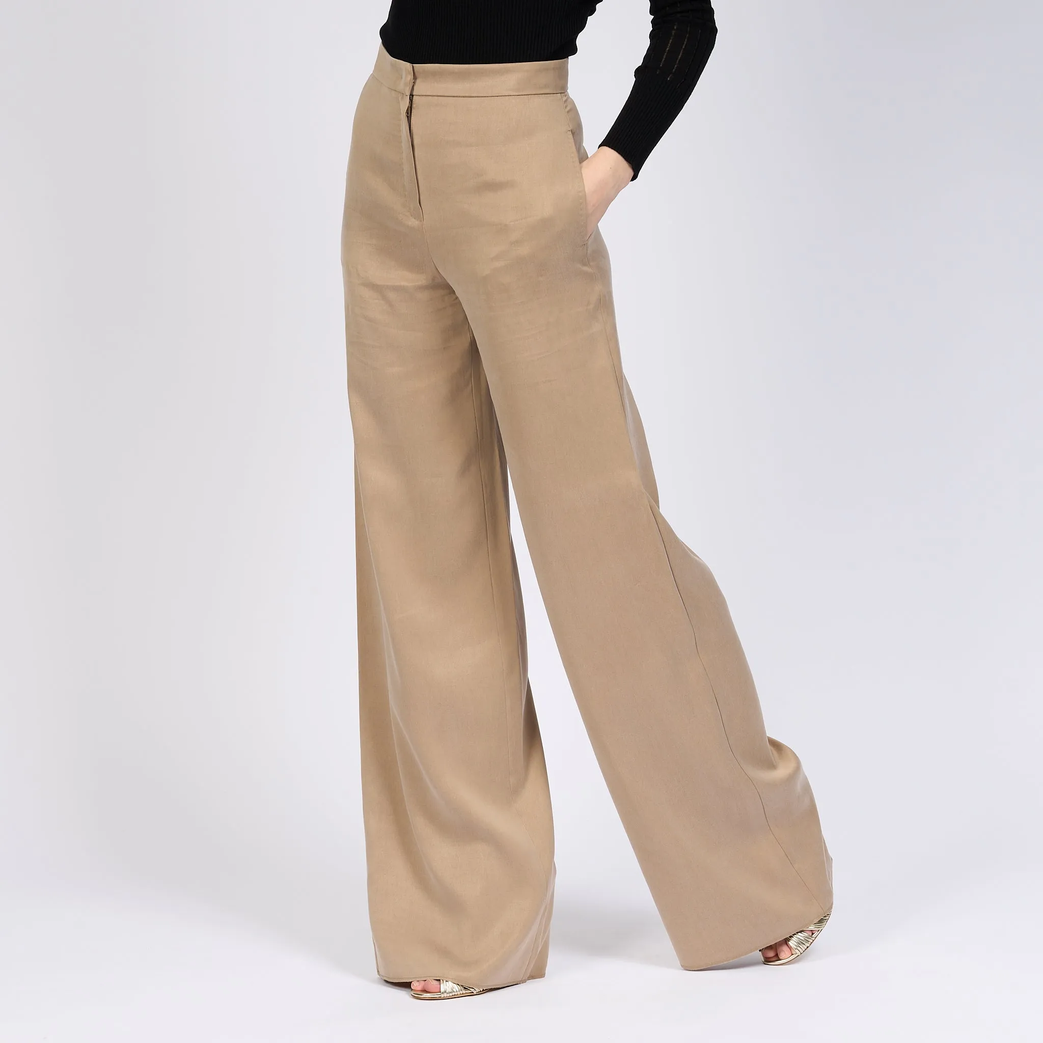 Max Mara Beige Satin Gardena Pants Women