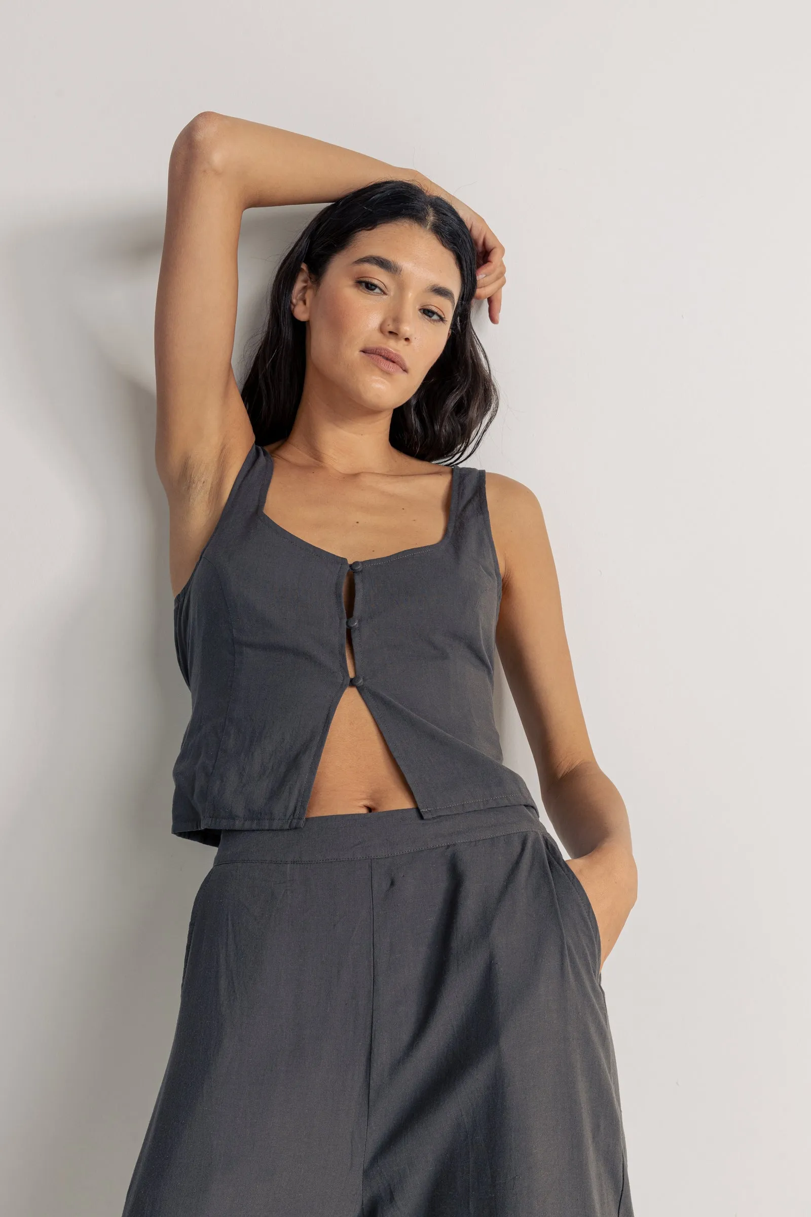 Maya Charcoal Vest Top