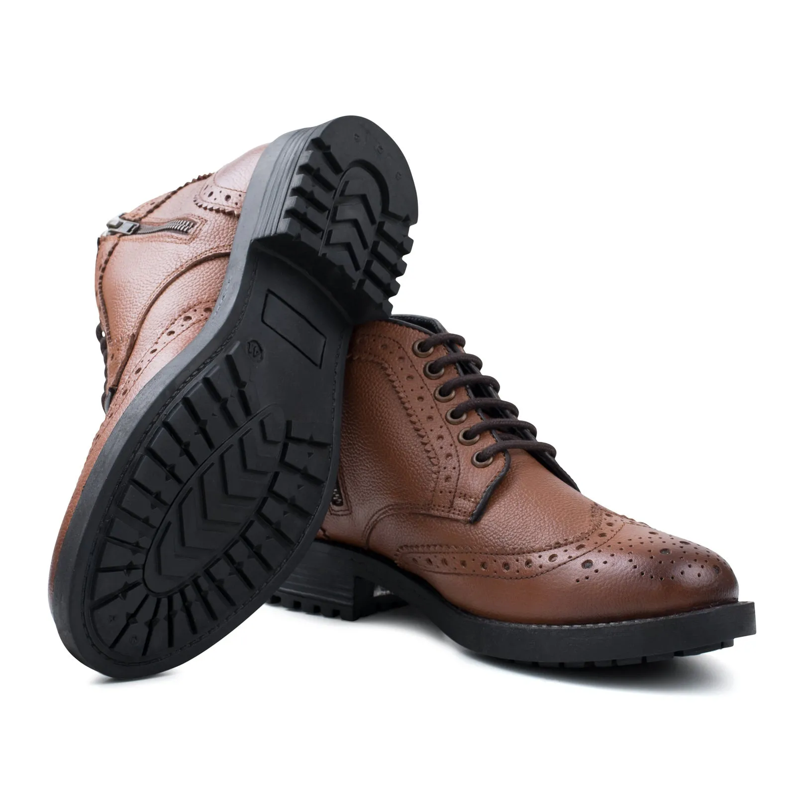 Men's Hans Tan Zip and Lace Brogue Boot