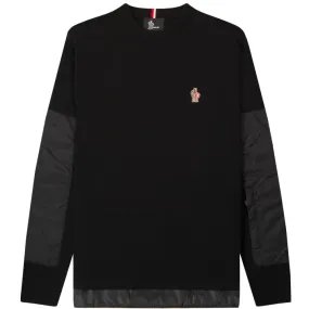 Moncler Grenoble Black Stretch Wool Water Repellent Crewneck Knit