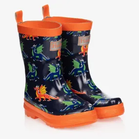 Navy Blue Dragons Rain Boots