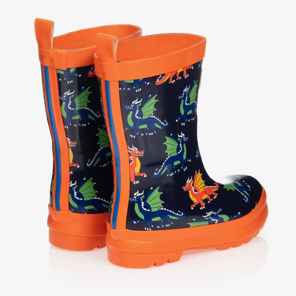 Navy Blue Dragons Rain Boots