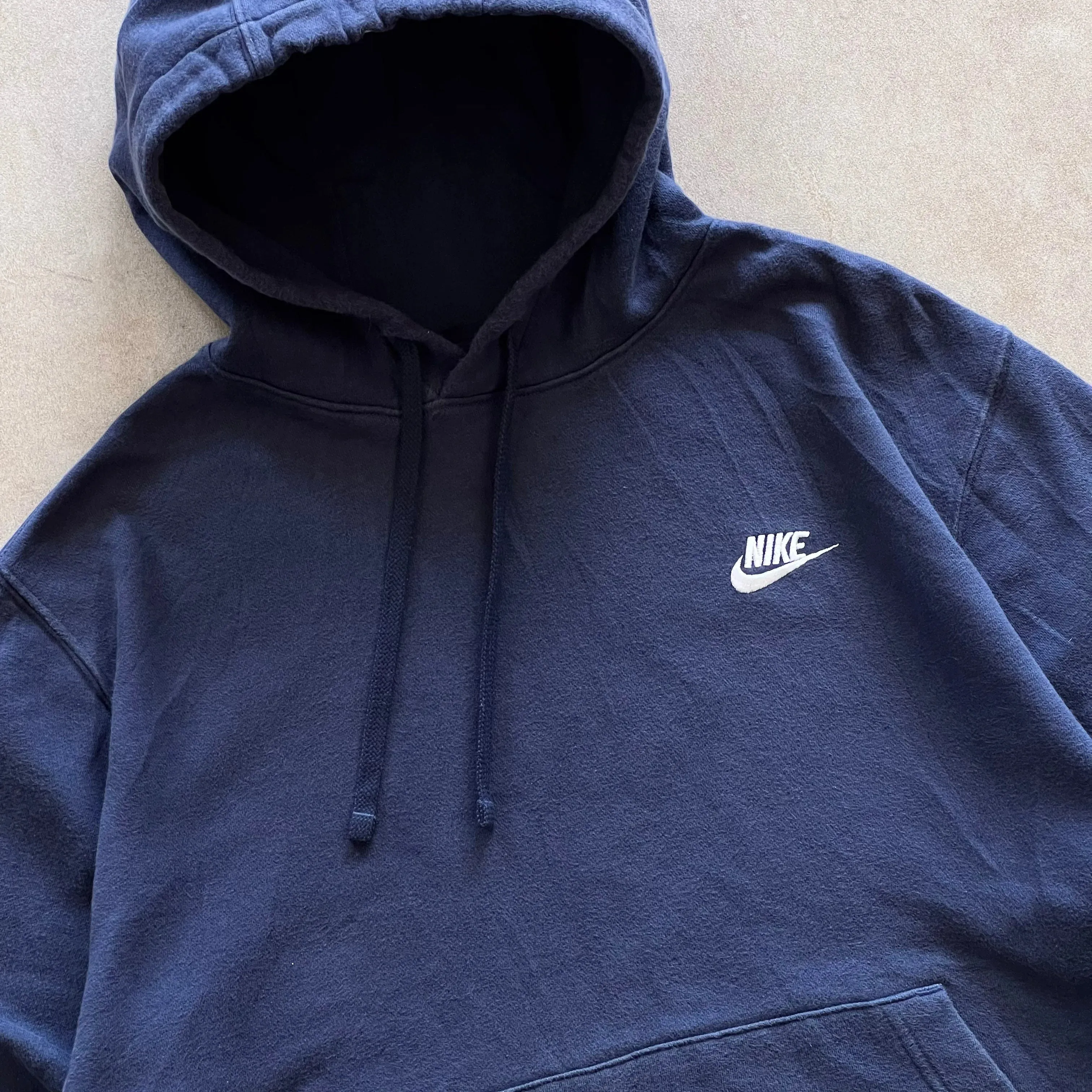 Nike Navy Script Hoodie - L