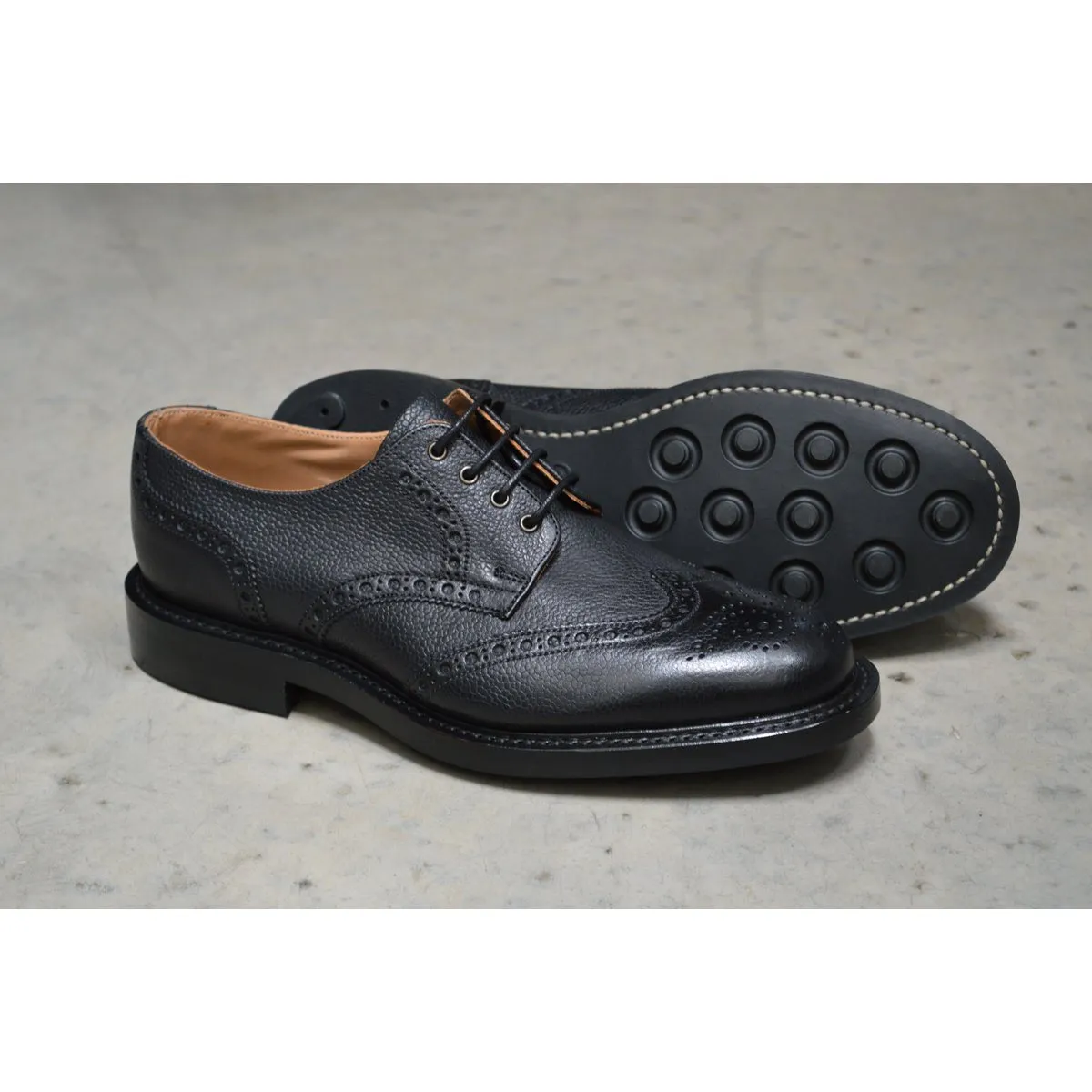 NPS WILSON Black Grain Brogue Shoes with Itshide Sole