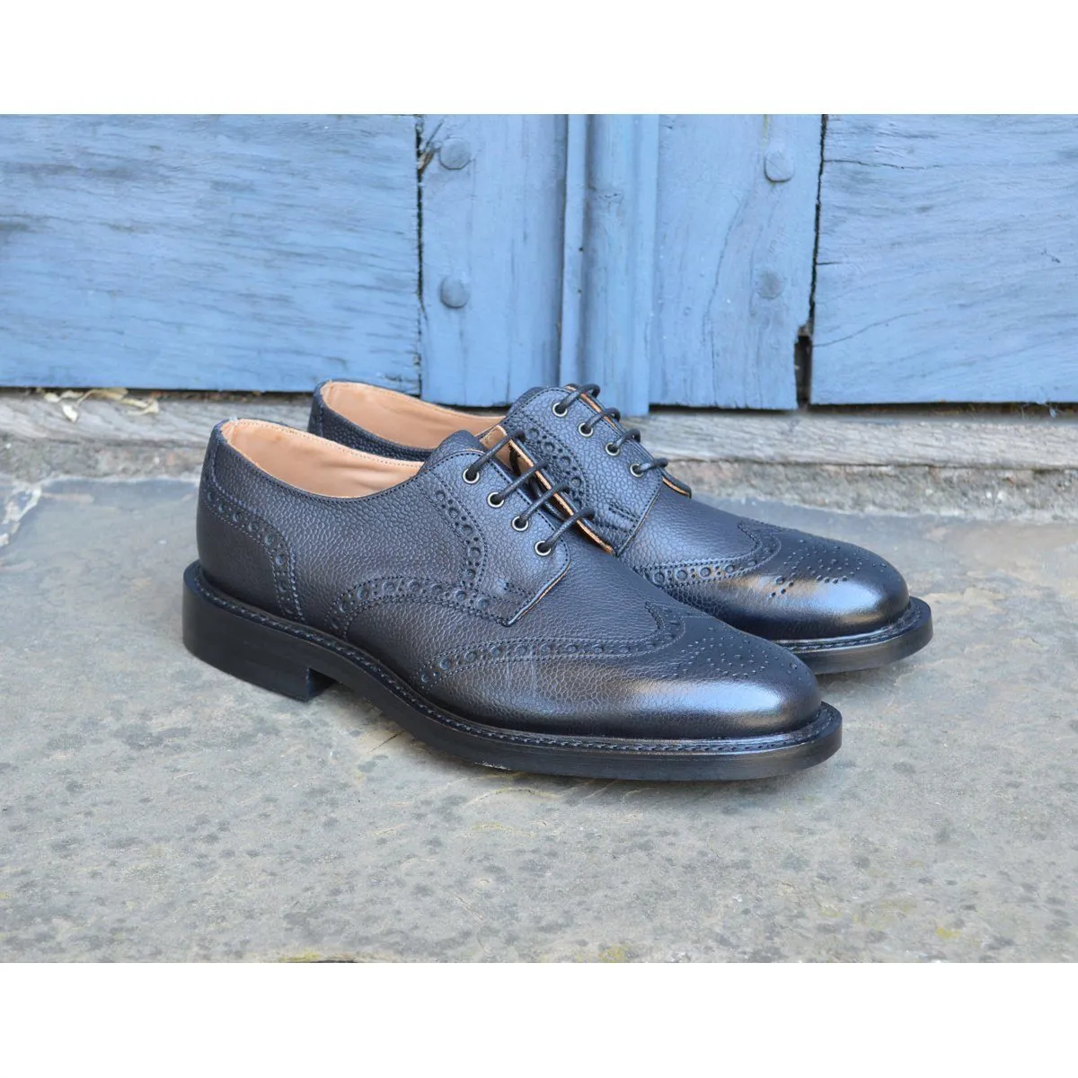 NPS WILSON Black Grain Brogue Shoes with Itshide Sole