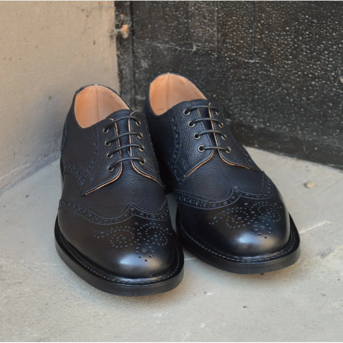 NPS WILSON Black Grain Brogue Shoes with Itshide Sole