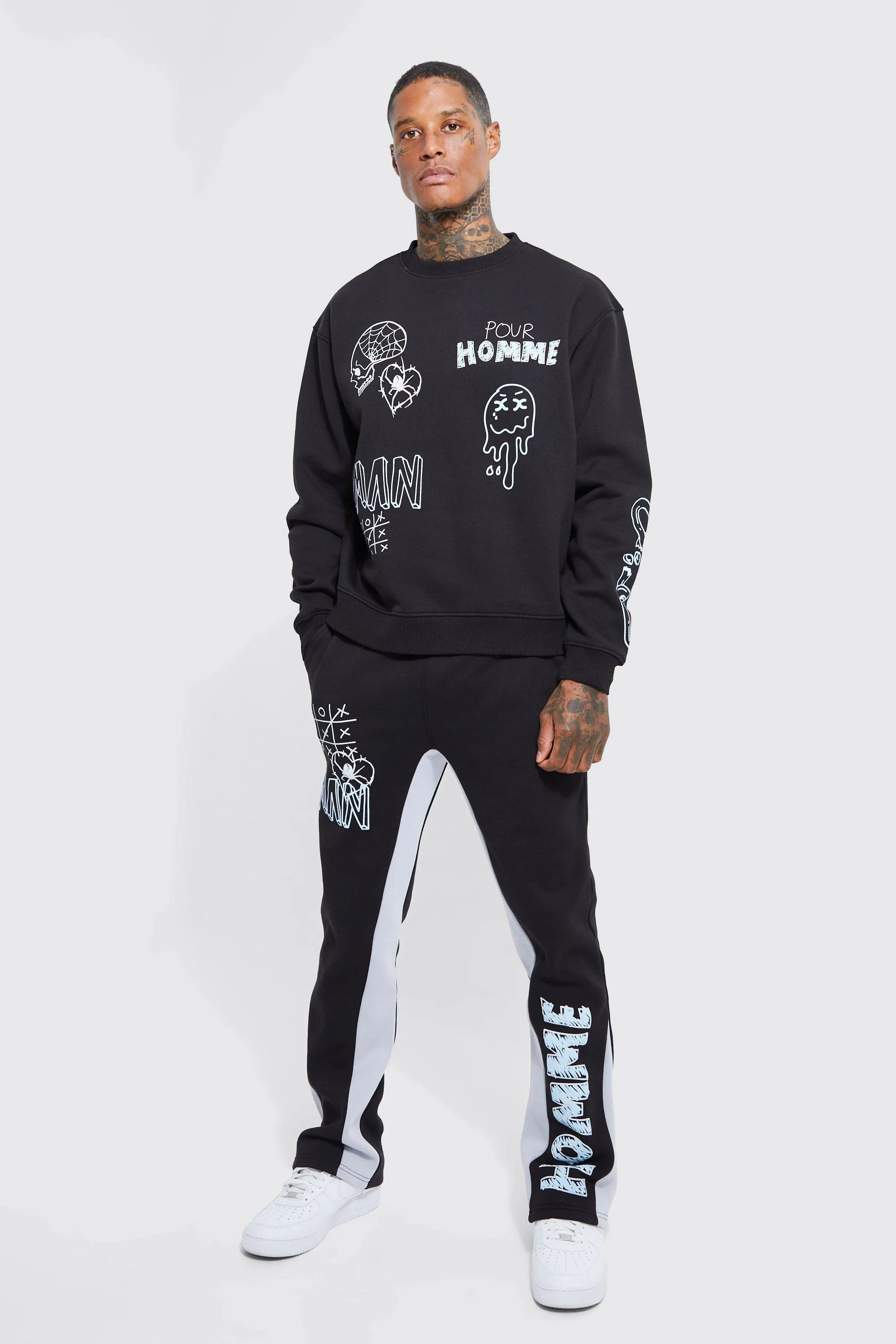 Oversized Boxy Graffiti Gusset Sweater Tracksuit