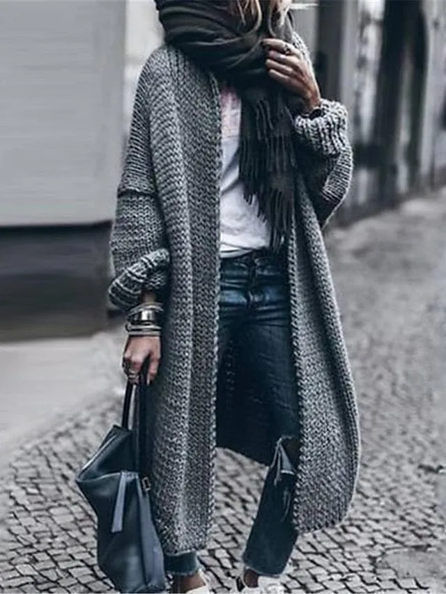 Oversized Ribbed Knit Cardigan Women