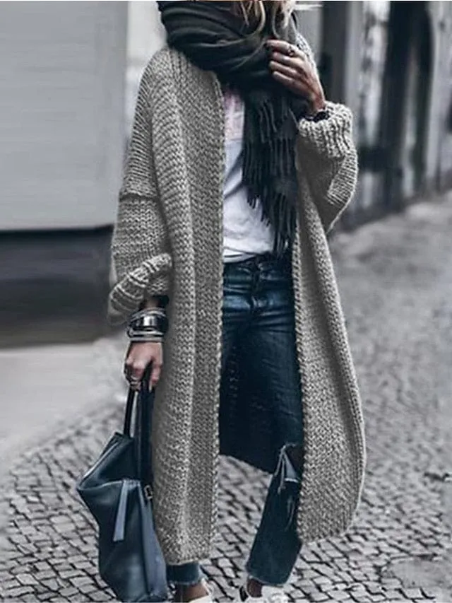 Oversized Ribbed Knit Cardigan Women