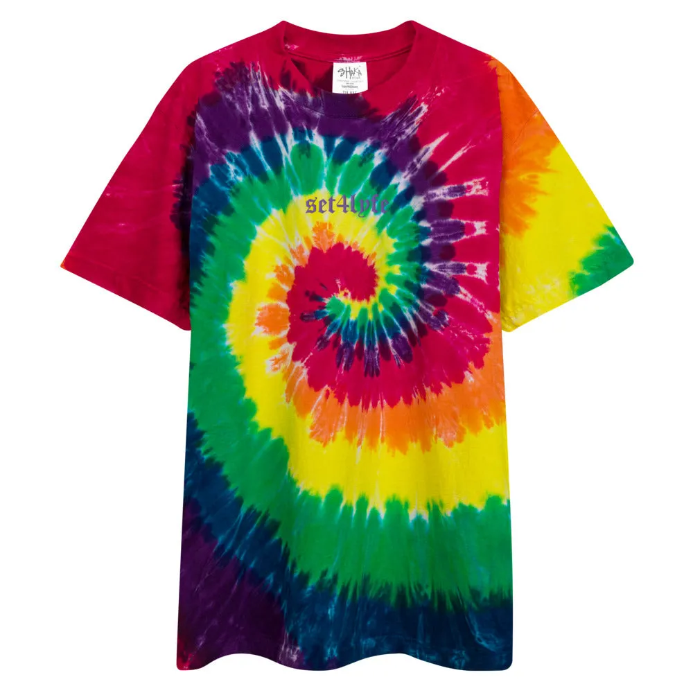 Oversized Tie Dye T-Shirt with Embroidery - Low Price