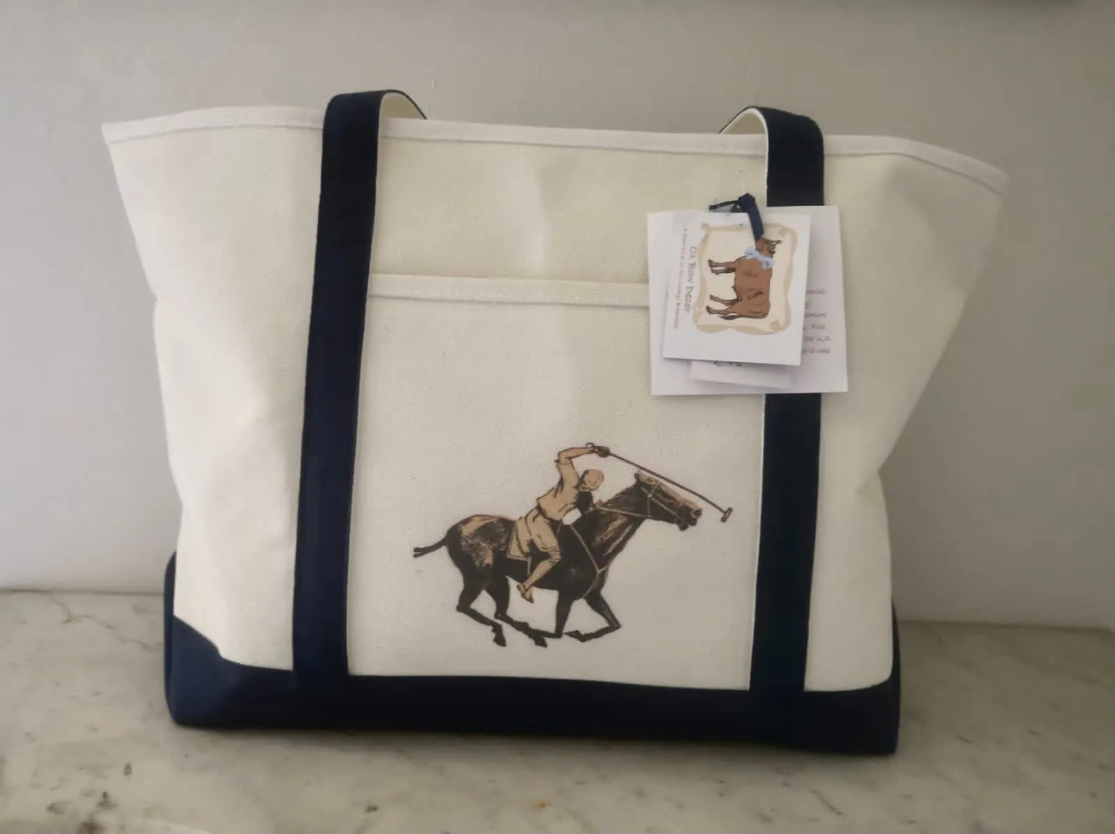 Ox Bow Decor Polo Player Large Tote Bag