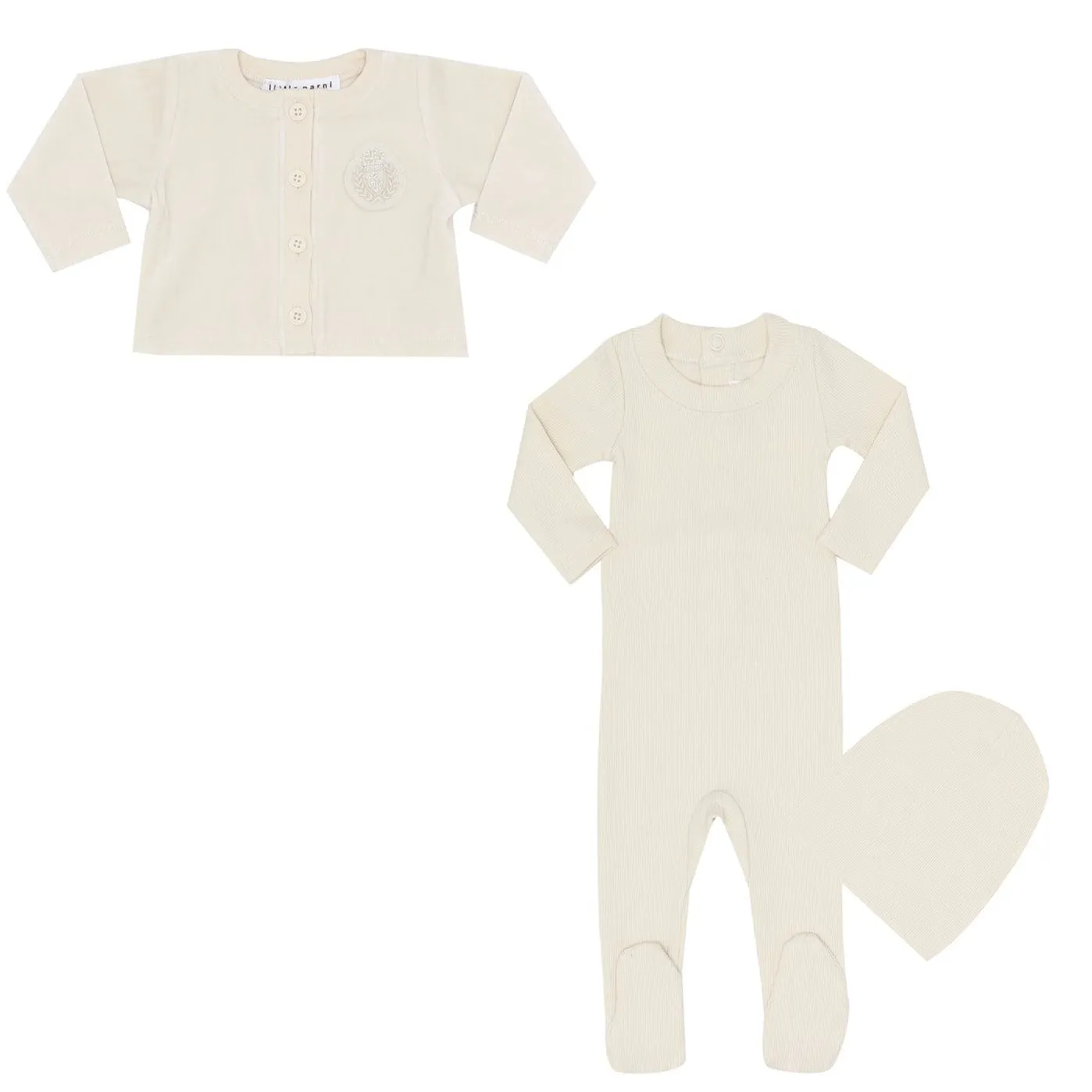 Parni White Ivory Baby Cardigan Set