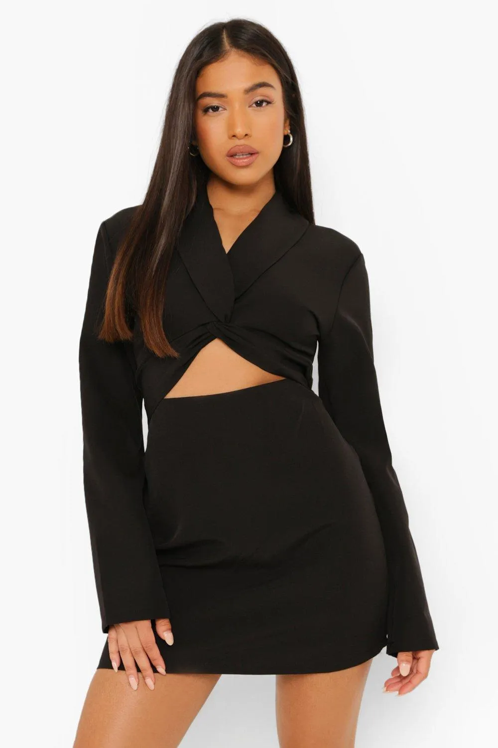 Petite Twist Front Cut Out Detail Blazer Dress