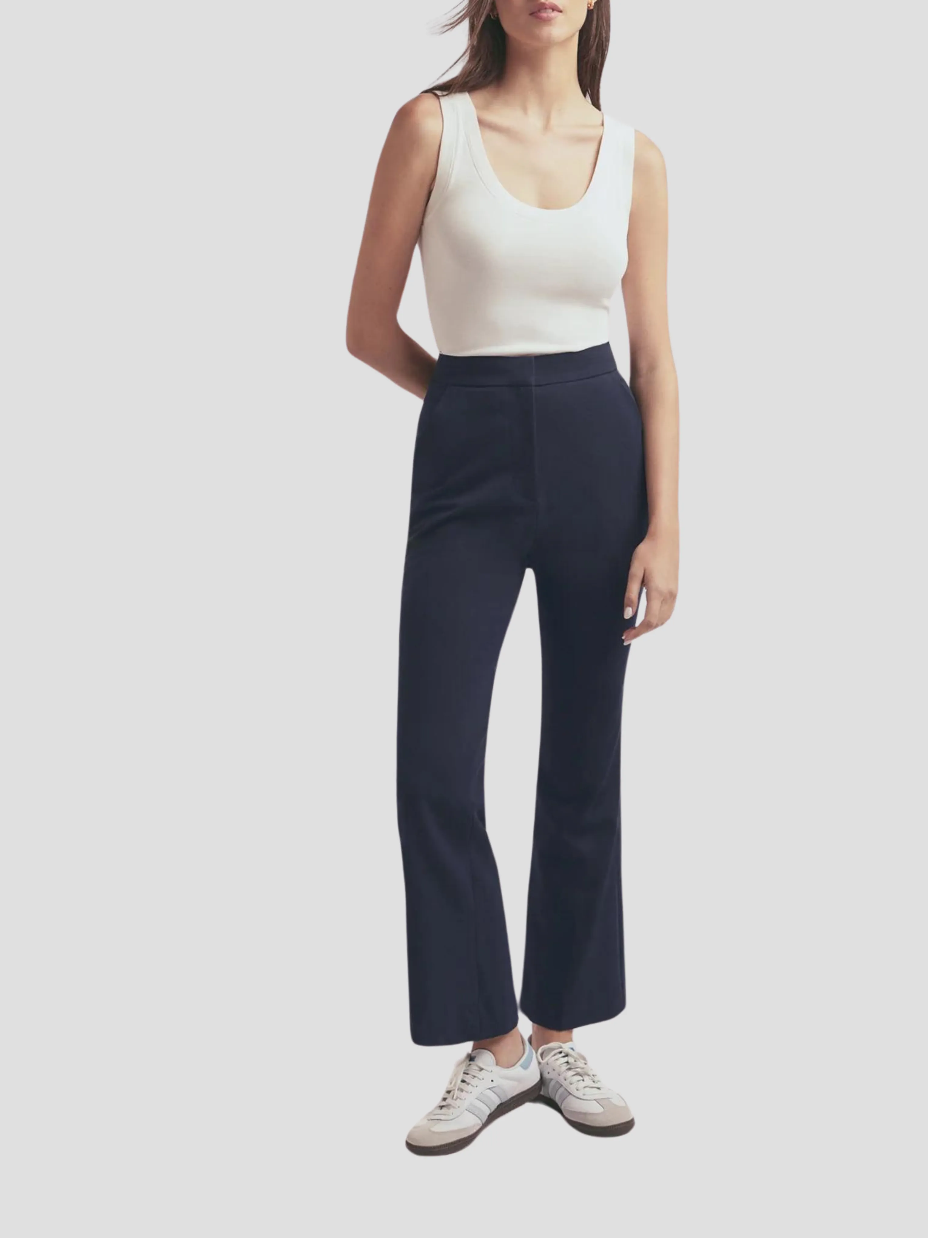 Phoebe Navy Crop Flare Pant