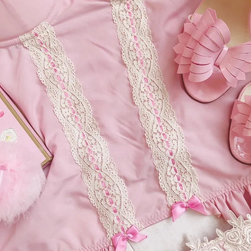 pink candy pink lace vest strap outwear