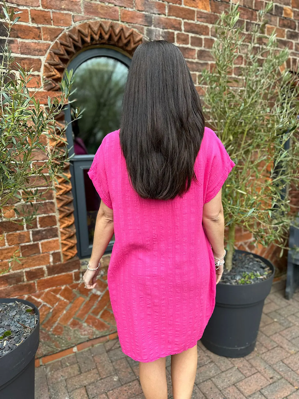 Pink Textured Panel Dress