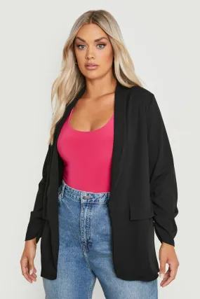 Plus Ruched Sleeve Blazer