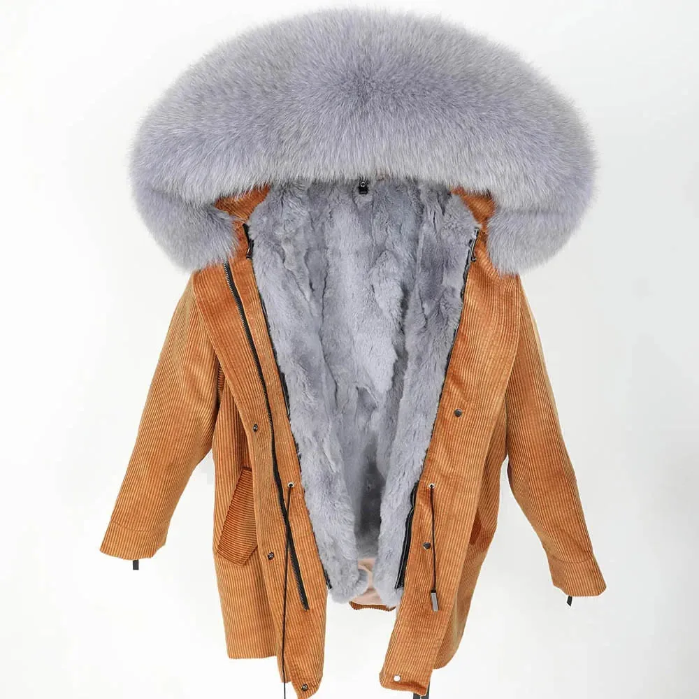 Raccoon Dog Fur Trim Winter Jacket with Hood: Keep Warm in Style