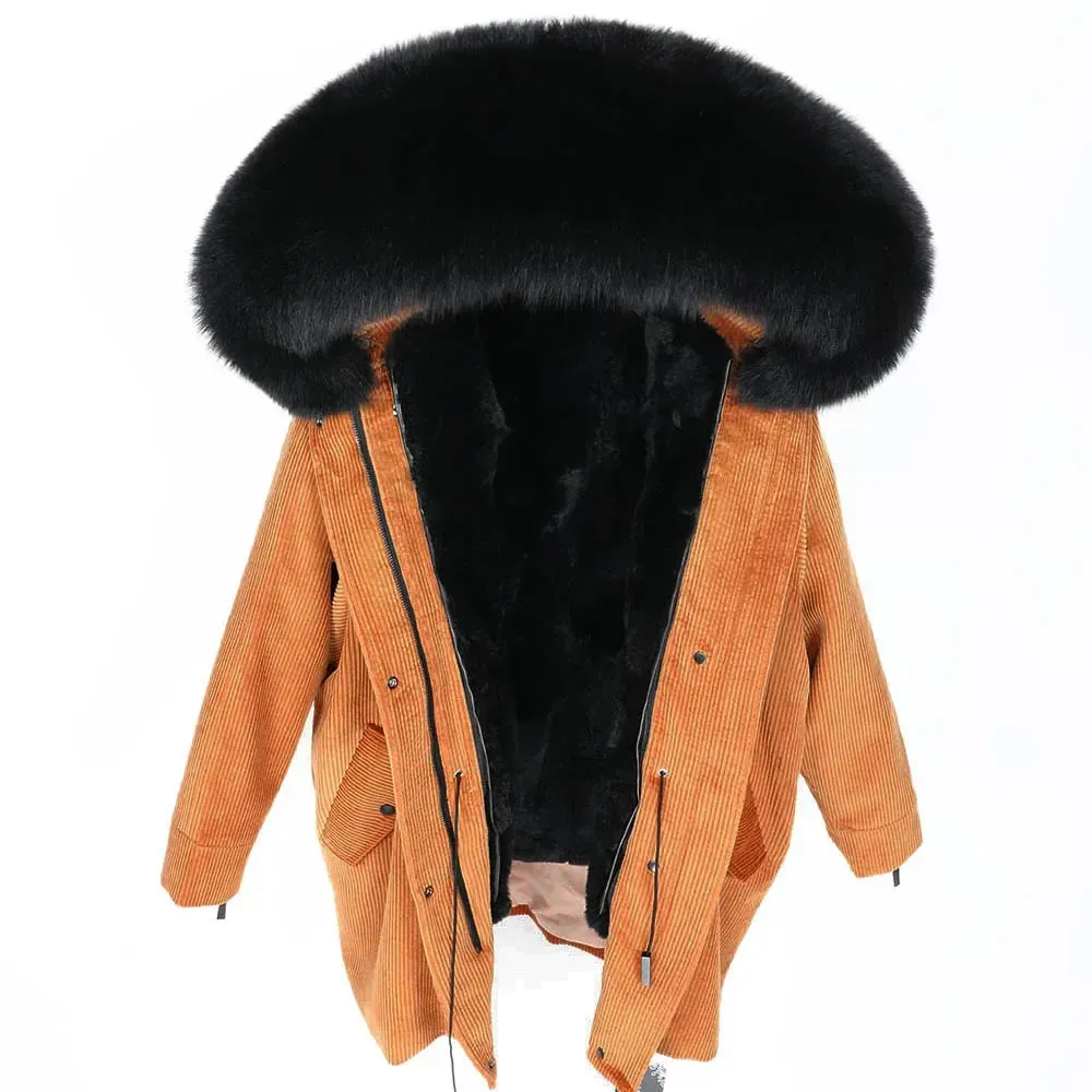 Raccoon Dog Fur Trim Winter Jacket with Hood: Keep Warm in Style