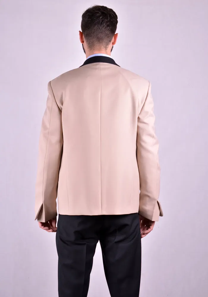 RANDOM IDENTITIES T-07A BUTTONLESS BLAZER BEIGE