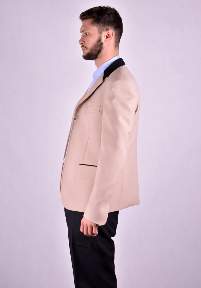 RANDOM IDENTITIES T-07A BUTTONLESS BLAZER BEIGE