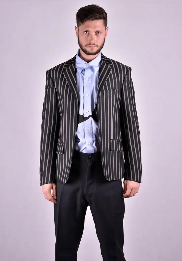 RANDOM IDENTITIES T-07J BUTTONLESS BLAZER JERSEY BLACK STRIPES