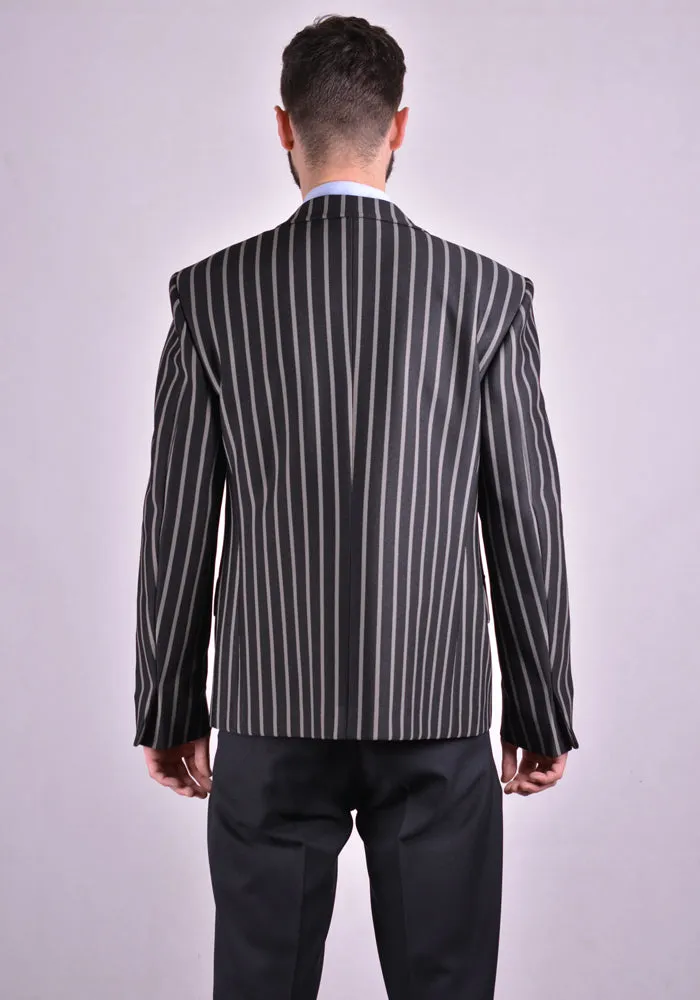 RANDOM IDENTITIES T-07J BUTTONLESS BLAZER JERSEY BLACK STRIPES