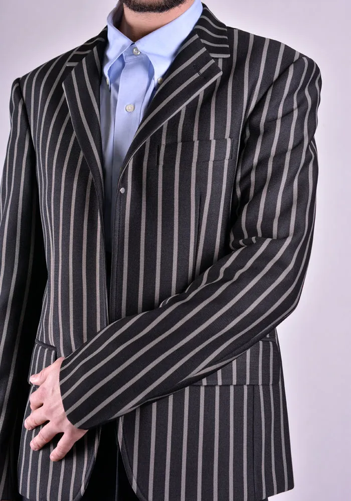 RANDOM IDENTITIES T-07J BUTTONLESS BLAZER JERSEY BLACK STRIPES