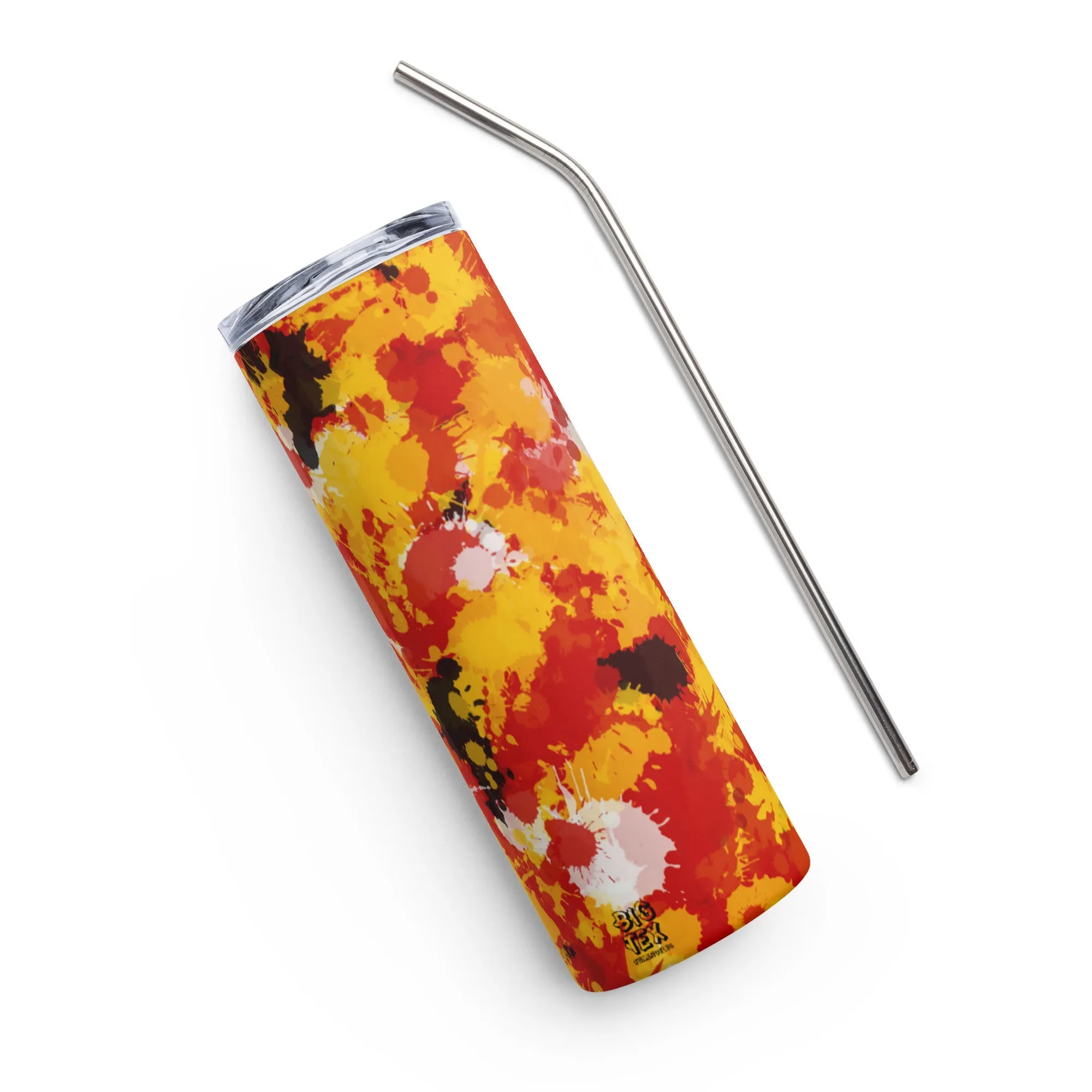 Red and gold paint splatter stainless steel tumbler 20 oz