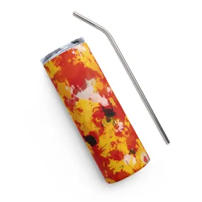 Red and gold paint splatter stainless steel tumbler 20 oz