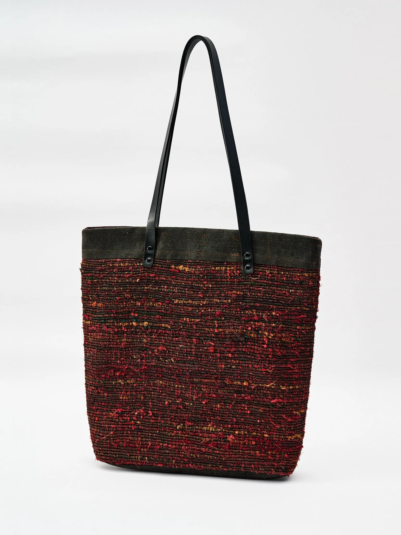 Red Yarn-dyed Gambiered Silk Tote Bag