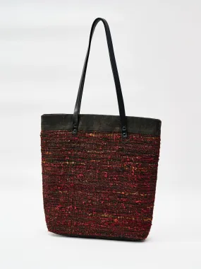 Red Yarn-dyed Gambiered Silk Tote Bag