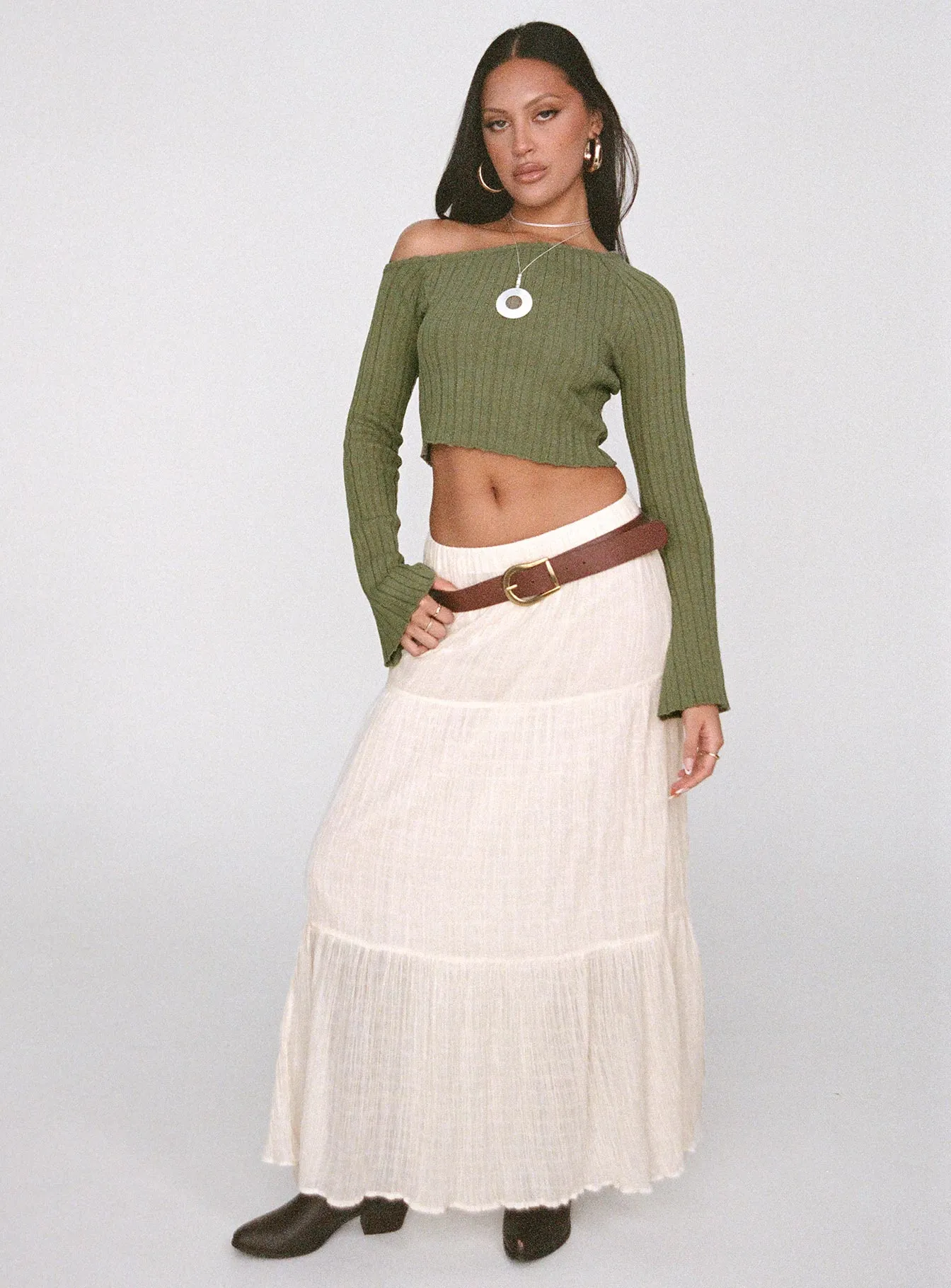 Santorini Khaki Knit Top - Online Clothing Store