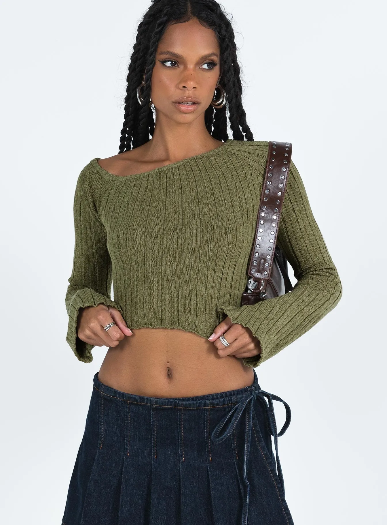 Santorini Khaki Knit Top - Online Clothing Store