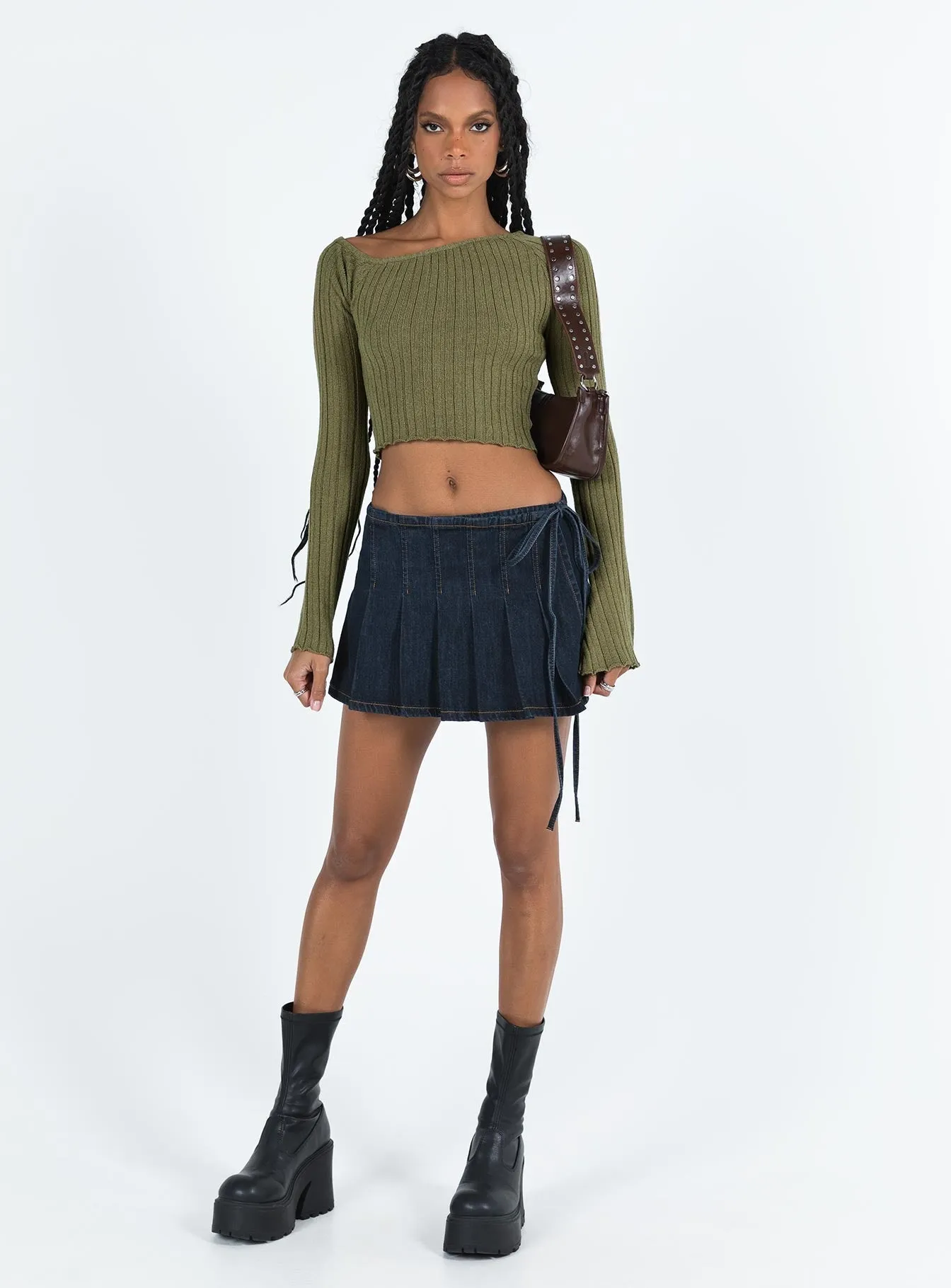 Santorini Khaki Knit Top - Online Clothing Store