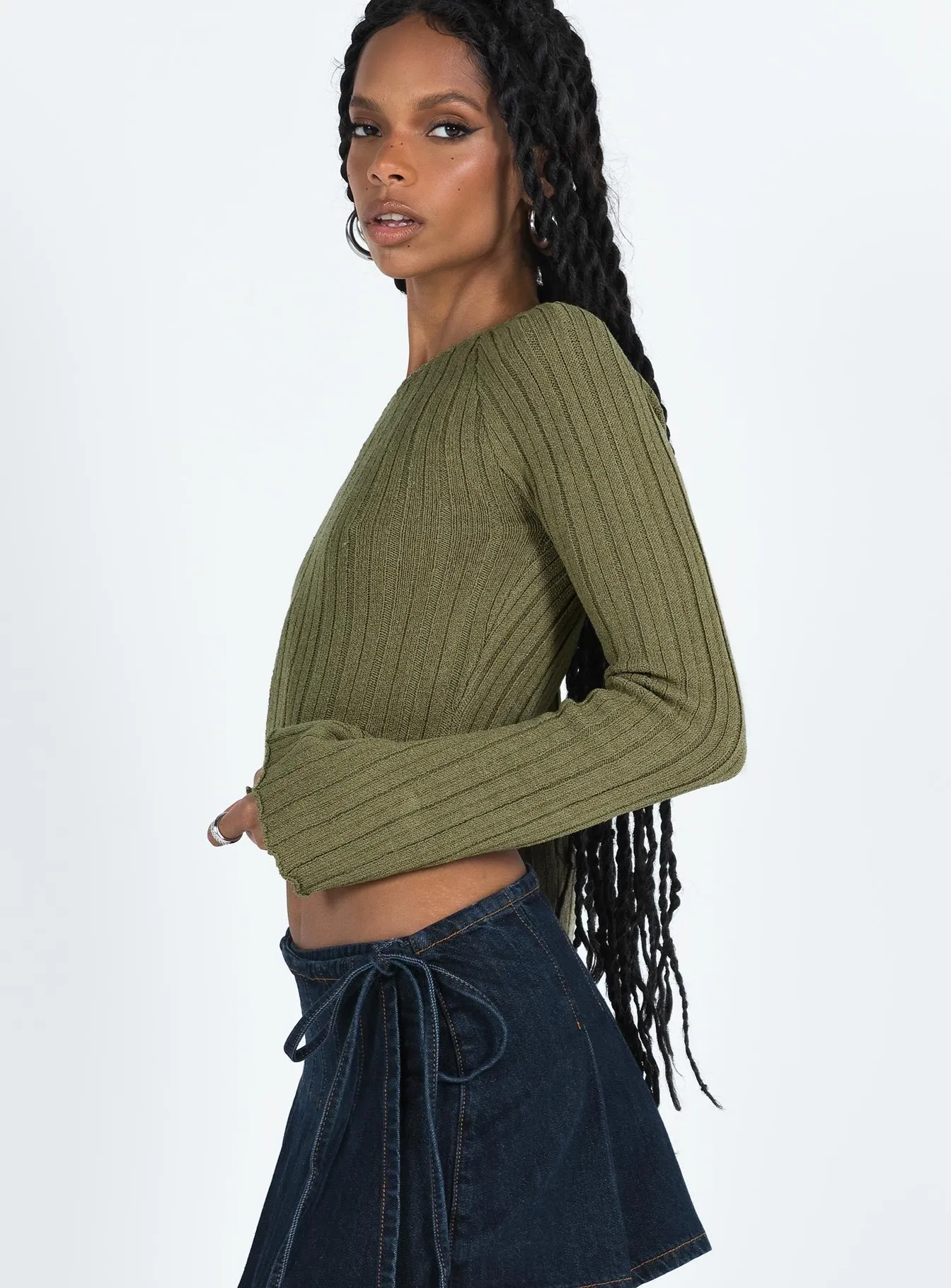 Santorini Khaki Knit Top - Online Clothing Store