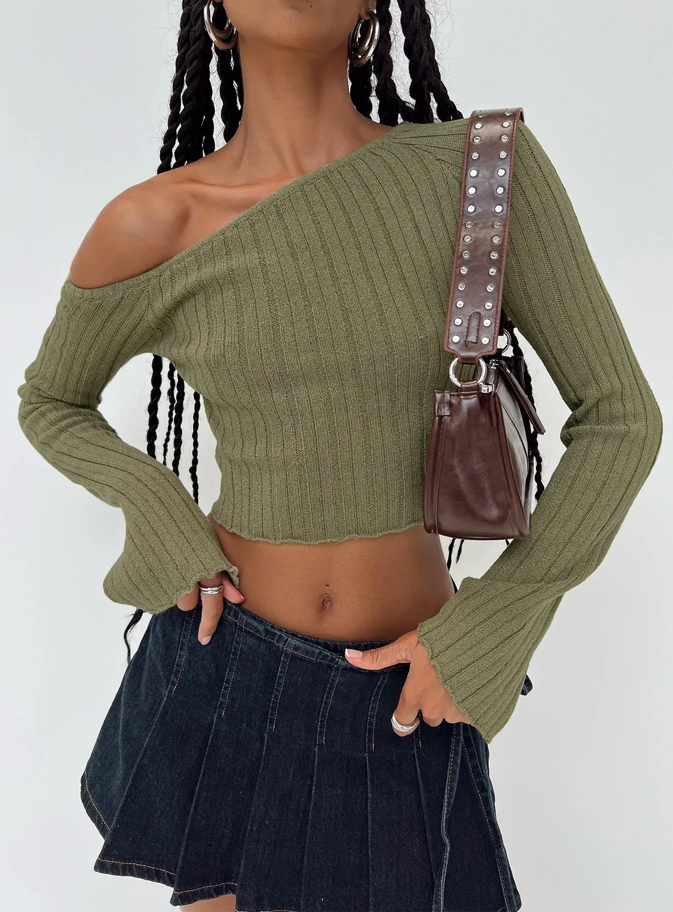 Santorini Khaki Knit Top - Online Clothing Store