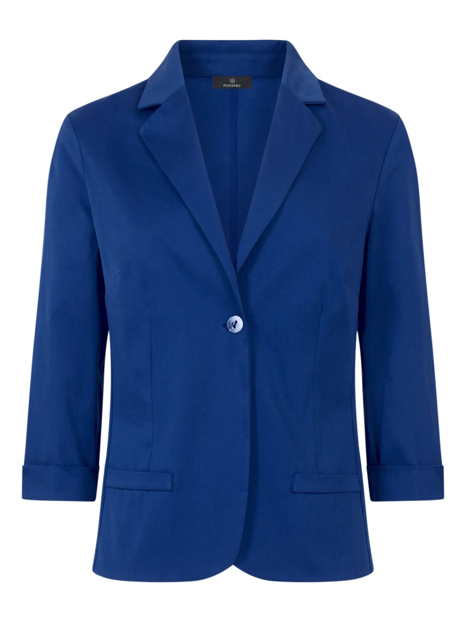 Satin Power Dazzling Blue Blazer with 3/4 Sleeves