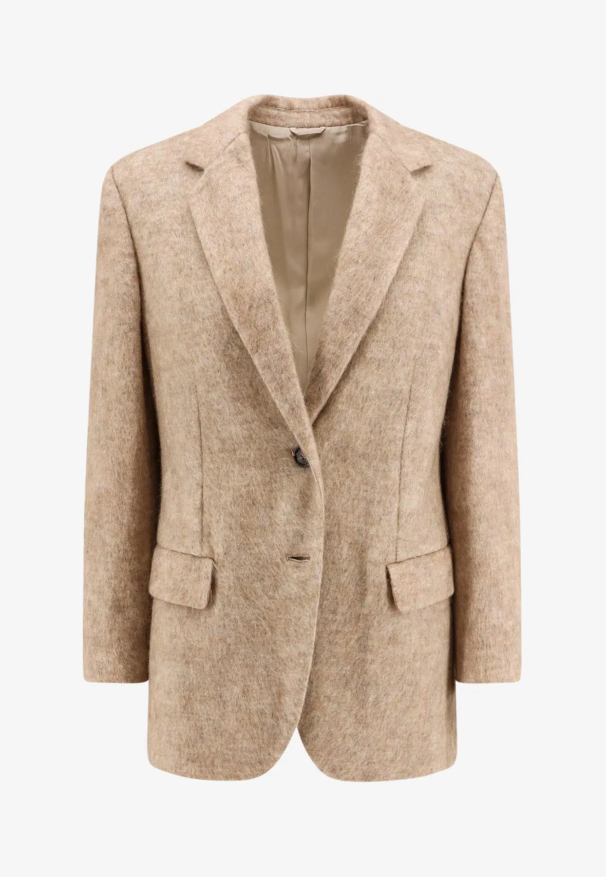 Single-Breasted Mélange Wool-Blend Blazer