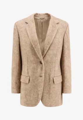 Single-Breasted Mélange Wool-Blend Blazer