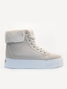 Stone High Top Fleece Platform Trainers