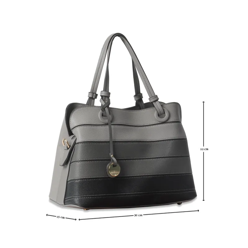 Stripped Synthetic tote bag - Black Multi