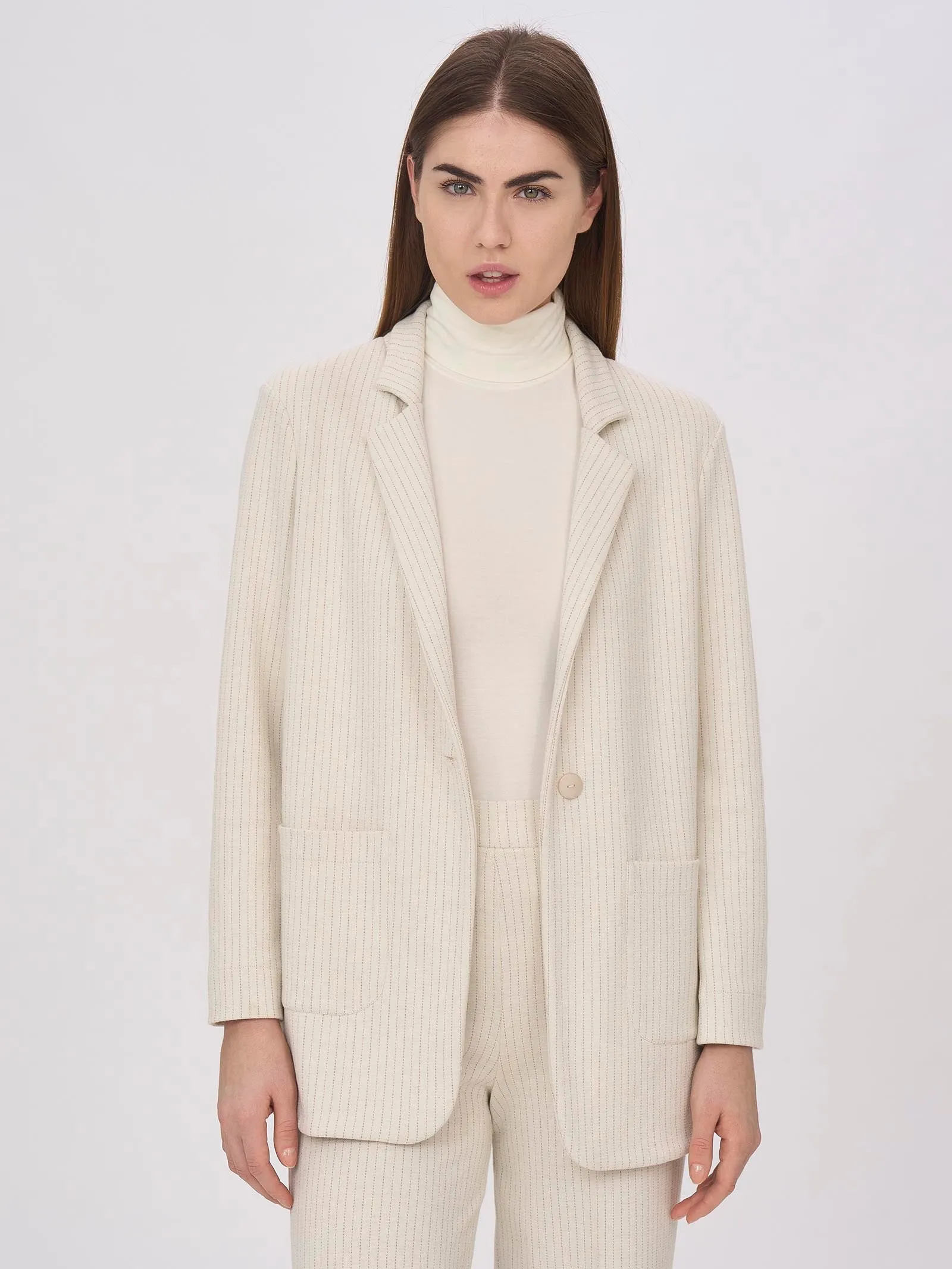 Structured Blazer in Eco Jacquard - Ivory Fantasy