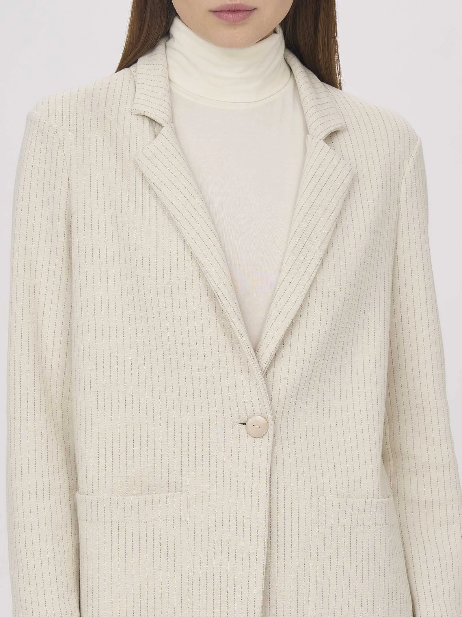 Structured Blazer in Eco Jacquard - Ivory Fantasy