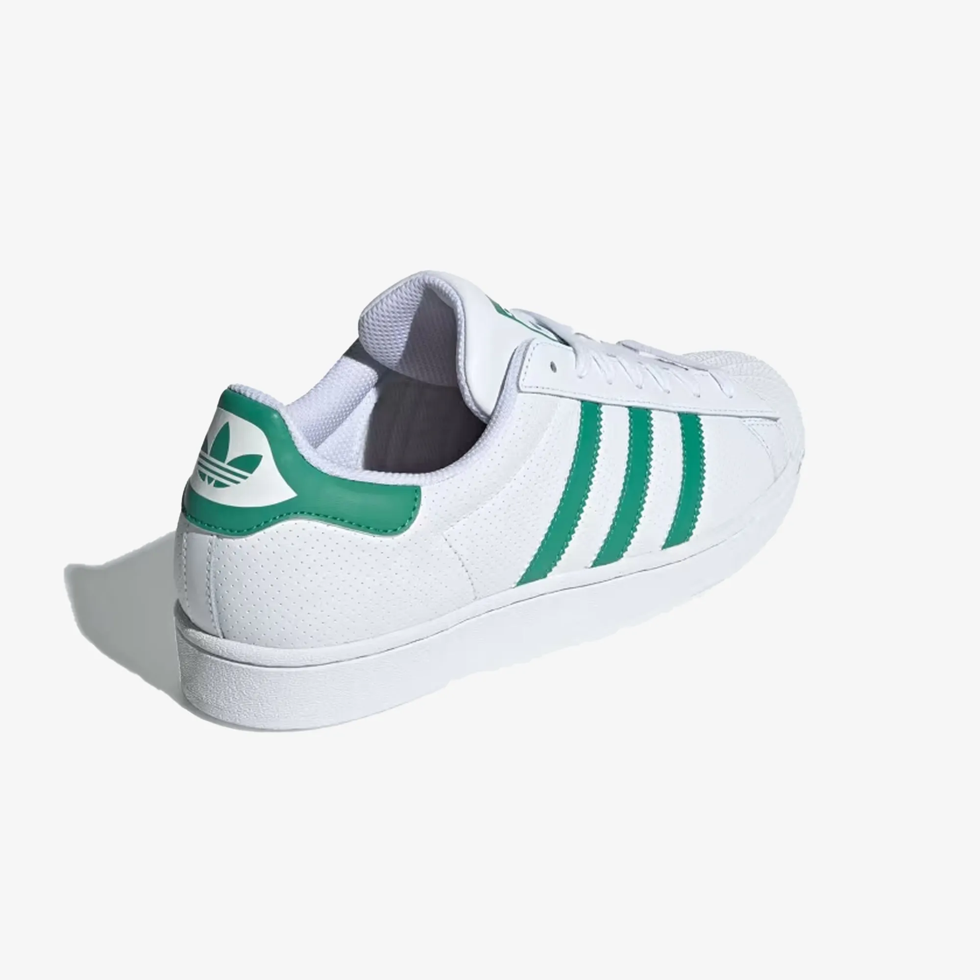 Superstar Shoes in Cloud White, Semi Court Green, and Off White