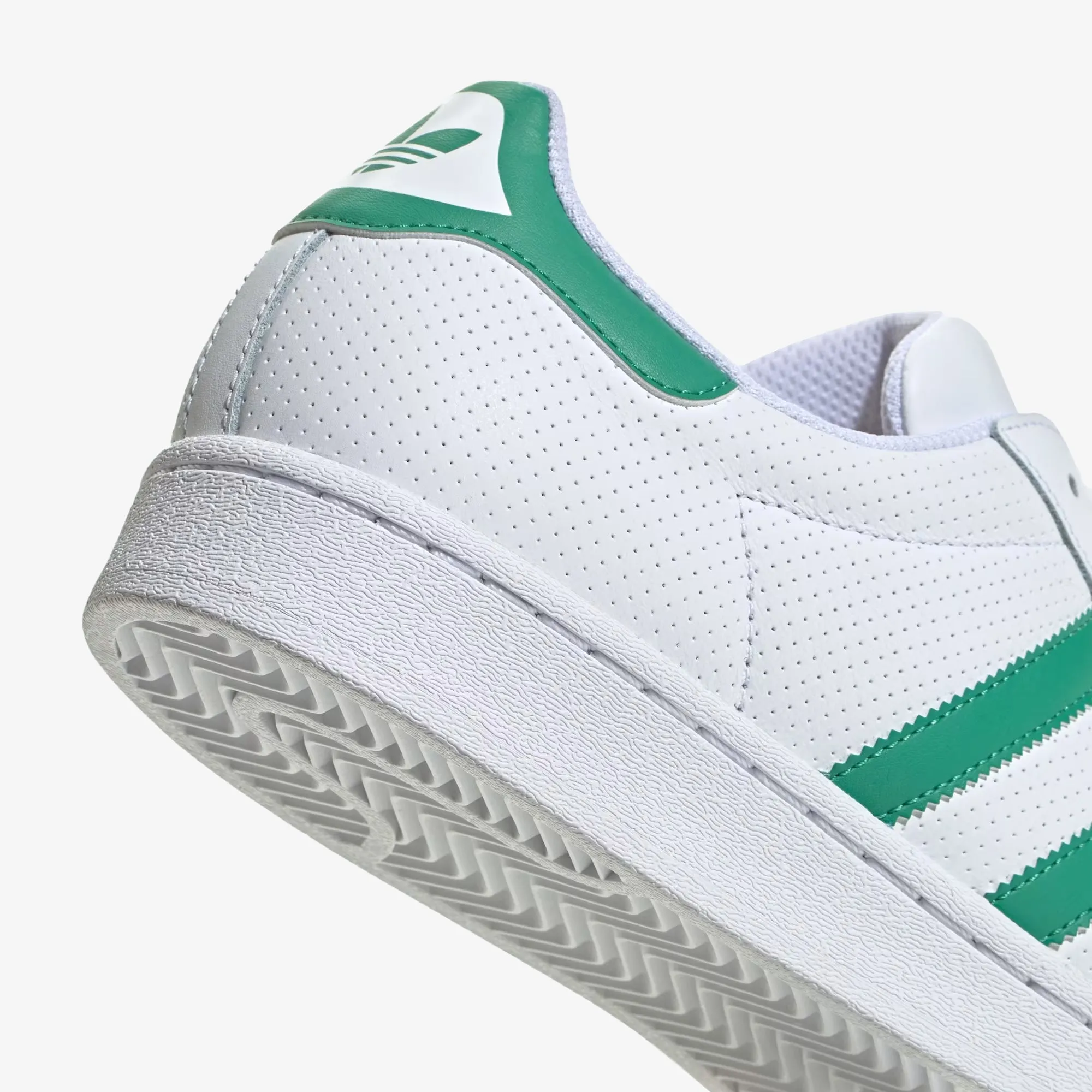 Superstar Shoes in Cloud White, Semi Court Green, and Off White