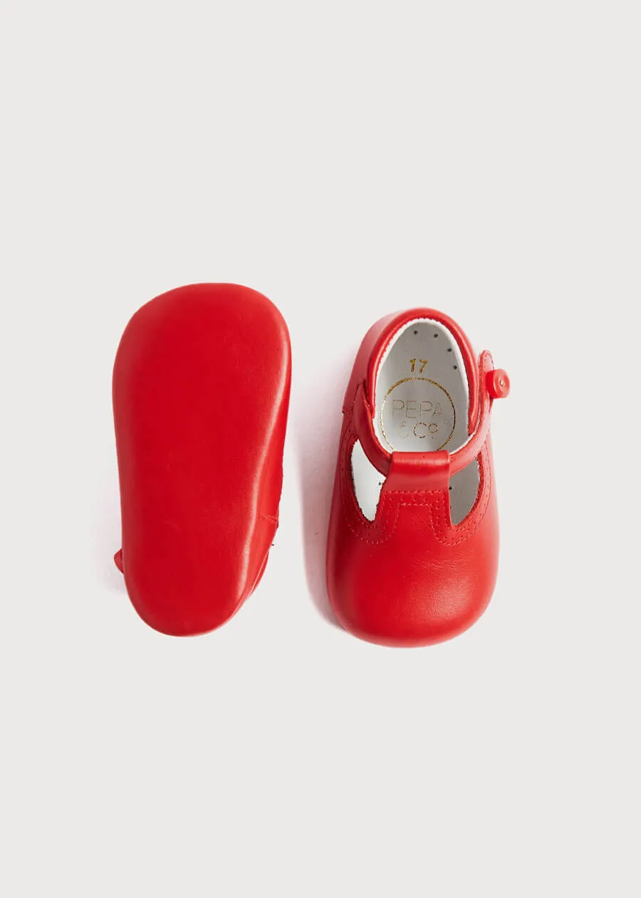 T-Bar Pram Shoes - Red (17-20EU)