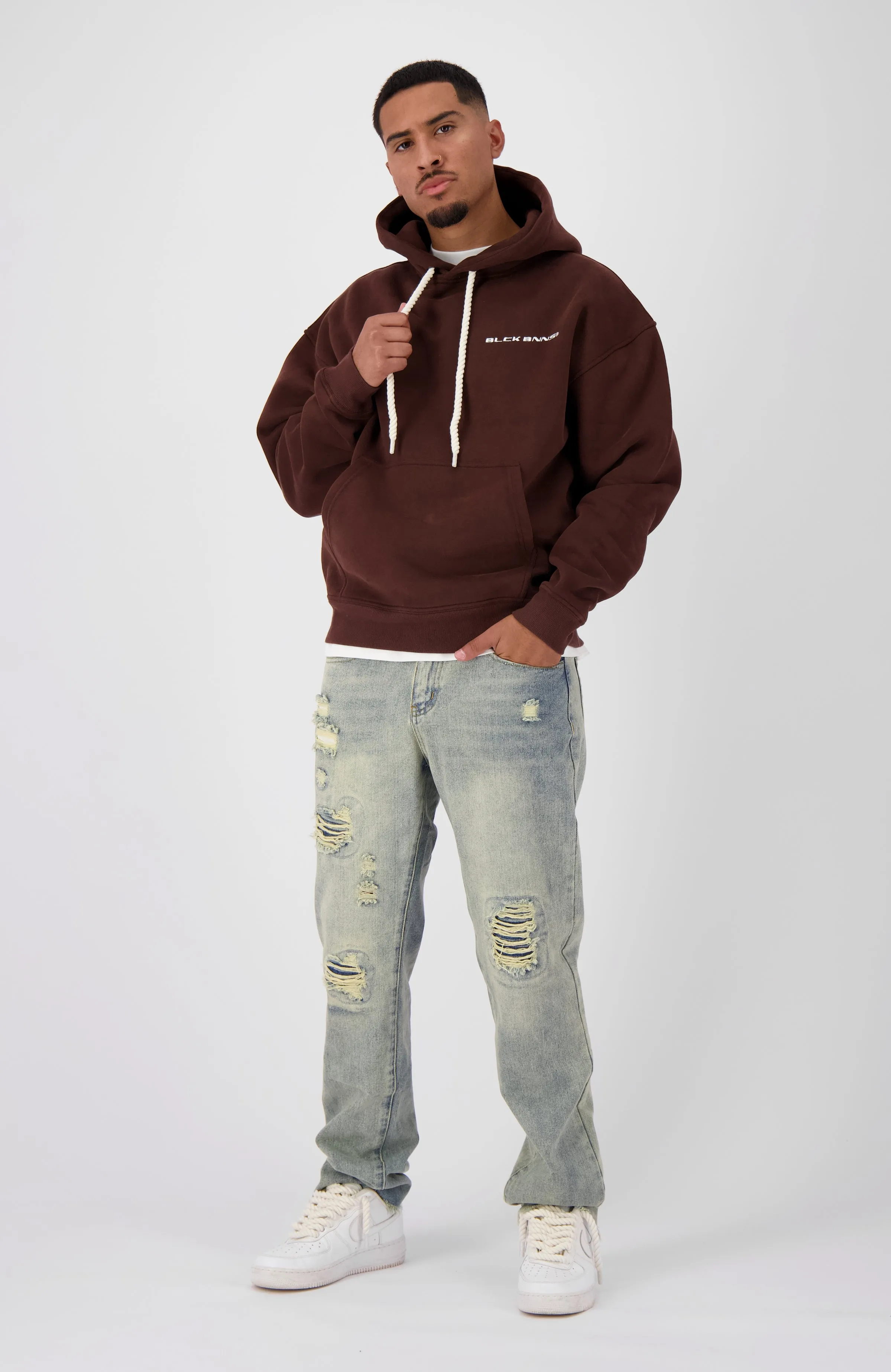 THICK LACES HOODIE | Brown