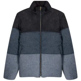 Thom Browne Reversible Navy Funnel Neck Jacket - Donegal Tweed & 4-Bar