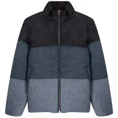 Thom Browne Reversible Navy Funnel Neck Jacket - Donegal Tweed & 4-Bar